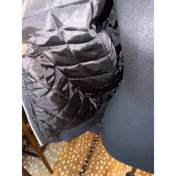 Black Flight Bomber Jacket By Inso Collection L Grunge City Goth Biker Zip Quilt - Picture 10 of 11